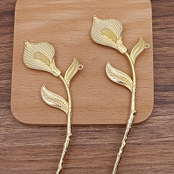 Golden Alloy Flower Hair Sticks for Enamel, with Loop, Long-Lasting Plated Hair Accessories for Women, Golden, 178x40mm