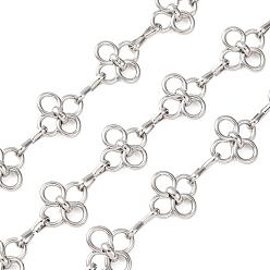 Stainless Steel Color 304 Stainless Steel Clover Link Chains, Unwelded, Stainless Steel Color, 14x14x4.5mm