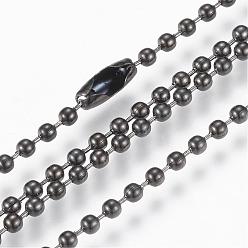 Gunmetal 304 Stainless Steel Ball Chain Necklace, Gunmetal, 29.5 inch(75cm)x2.3mm