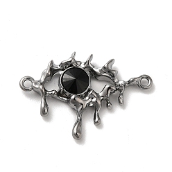 Black Alloy Connector Charms, Melting Eye Links with Glass, Lead Free & Cadmium Free, Gunmetal, Black, 21x30.5x4mm, Hole: 1.6mm