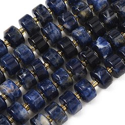 Содалитовое Природный содалит бисер нитей, диск, Heishi бусы, с бисером, 10x6~7 мм, отверстие : 1.2 мм, около 47 шт / нитка, 15.43'' (39.2 см)