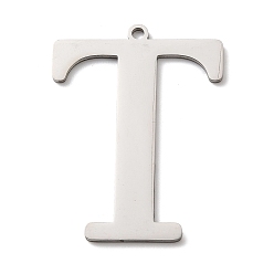 Letter T 304 подвески из нержавеющей стали, буквы, Письмо T, 40x30x1.4 мм, отверстие : 2 мм