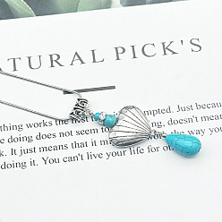 Сердце Ожерелья-подвески из серебра и синтетической бирюзы в экзотическом этническом стиле Мяо, античное серебро, сердце