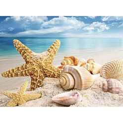 Colorful Starfish & Shell Pattern Beach Theme DIY Diamond Painting Kit, Including Resin Rhinestones Bag, Diamond Sticky Pen, Tray Plate and Glue Clay, Colorful, 300x400mm