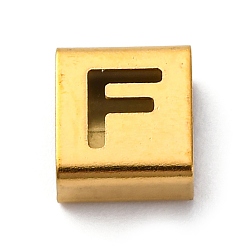 Letter F Ионное покрытие (ip) 304 квадратные подвески-слайдеры из нержавеющей стали, золотые, Буква F, 9x8x4 мм, отверстие : 3.5x8.5 мм