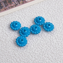 Dodger Blue Opaque Acrylic Beads, Flower, Dodger Blue, 9x5mm, Hole: 2mm
