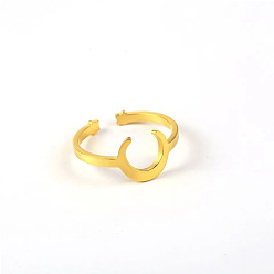 Луна Простые 304 регулируемые манжеты из нержавеющей стали для женщин, модные персонализированные украшения для рук, реальный 18 k позолоченный, луна, показать на картинке