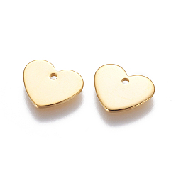 Golden 201 Stainless Steel Charms, Stamping Blank Tag, Heart, Golden, 11x13x1.2mm, Hole: 1mm