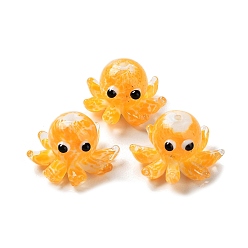 Orange Handmade Lampwork Beads, with Enamel, Octopus, Orange, 13.5~15x20.5~24.5x21.5~24.5mm, Hole: 1.6~2mm