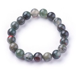 Héliotrope Bracelets stretch naturel pierre de sang africaine, ronde, 2-1/4 pouces ~ 2-3/8 pouces (5.7~6 cm), perles: 10~10.5 mm