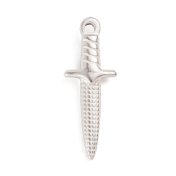 Stainless Steel Color 304 Stainless Steel Pendants, Dagger, Stainless Steel Color, 24x9x3.5mm, Hole: 1.6mm