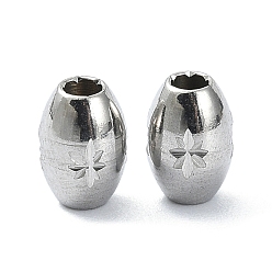 Stainless Steel Color 316 Stainless Steel Beads, Oval with Star, Stainless Steel Color, 7x5mm, Hole: 2mm