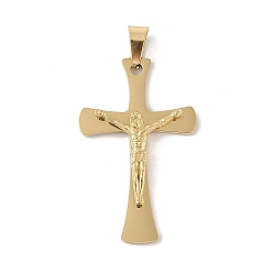 Золотой Вакуумное покрытие pvd 304 подвески из нержавеющей стали, подвеска в виде креста-распятия, религия, золотые, 45x28x5.5 мм, отверстие : 7.5x4 мм