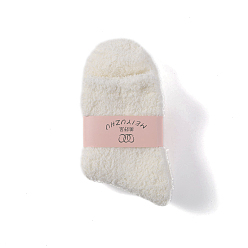 White Polyester Faux Fur Knitting Socks, Winter Warm Thermal Socks, White, 250x70mm
