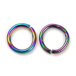 Rainbow Color 304 Stainless Steel Open Jump Rings, Rainbow Color, 20 Gauge, 6x0.8mm, Inner Diameter: 4.4mm
