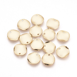 Real 18K Gold Plated Brass Charms, Nickel Free, Real 18K Gold Plated, Flat Round, Golden, 12x12x1mm, Hole: 1mm
