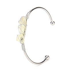 Citrine Natural Citrine Chips Beaded Cuff Bangles, Metal Wire Wrap Bangle, Inner Diameter: 2-1/2 inch(6.5cm)