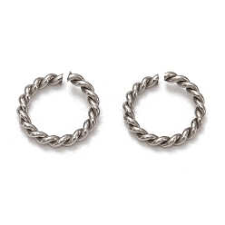 Stainless Steel Color 304 Stainless Steel Twisted Jump Rings, Open Jump Rings, Stainless Steel Color, 10.5x1.6mm, Inner Diameter: 7.5mm