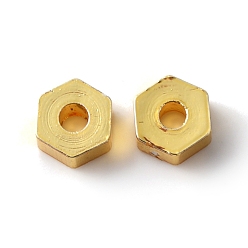 Real 18K Gold Plated Rack Plating Brass Beads, Cadmium Free & Lead Free, Long-Lasting Plated, Hexagon, Real 18K Gold Plated, 4x4.5x2mm, Hole: 1mm