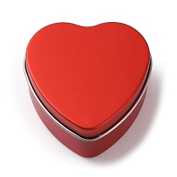 Red Tinplate Iron Heart Shaped Candle Tins, Gift Boxes with Lid, Storage Box, Red, 6x6x2.8cm