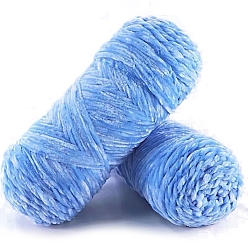 Cornflower Blue 100g Polyester Chenille Yarn, Velvet Hand Knitting Threads, for Baby Sweater Scarf Fabric Needlework Craft, Cornflower Blue, 3mm