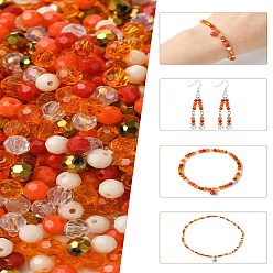 Оранжевый Стеклянные бусины смешанных стилей, граненые, круглые, оранжевые, 4x4 мм, отверстие: 0.70 мм, о 500 шт / комплект