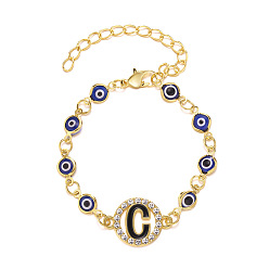 C Alloy Adjustable Devil Eye Bracelet with Blue Eye - European and American Style