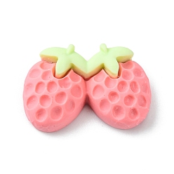 Strawberry Opaque Resin Imitation Food Decoden Cabochons, Pink, Strawberry, 17x25.5x7.5mm