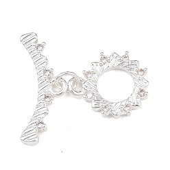 Посеребрённый Латунные застежки-молнии из прозрачного кубического циркония, кольцо, 925 серебро покрытием, Кольцо: 13.5x11.5x2.5 mm, отверстие : 1.5 мм, бар: 8x19.5x2.5 mm, отверстие : 1.4 мм.