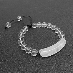 Quartz Crystal Natural Quartz Crystal Bead Braided Bead Bracelets for Women Men, No Size
