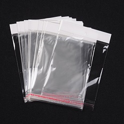 Clear Pearl Film Cellophane Bags, Self-Adhesive Sealing, with Hang Hole, OPP Material, 13x10cm, Hole: 6mm, Unilateral Thickness: 0.035mm, Inner Measure: 7.5x10cm