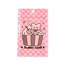 Pink Прямоугольные пластиковые пакеты с застежкой-молнией, с рисунком мультяшного животного, верхние пакеты с самозапечатыванием, розовые, 11x7.5x0.15 см, односторонняя толщина: 2.5 мил(0.065мм)