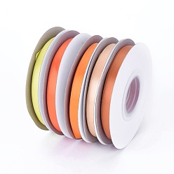 Mixed Color Single Face Polyester Satin Ribbons, for Gift Packing, Party Decorate, Jewelry Making, Mixed Color, 10mm, about 20yard/roll