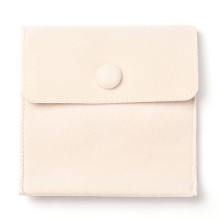 PapayaWhip Square Velvet Jewelry Bags, with Snap Fastener, PapayaWhip, 10x10x1cm
