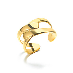 2 Retro 18k Gold Stainless Steel Cross Ring for Couples, Unique Open Design
