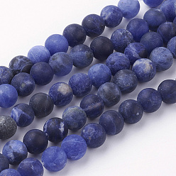Sodalite Natural Sodalite Bead Strands, Round, Grade A, Frosted, 6~6.5mm, Hole: 1mm, about 60pcs/strand, 14.9 inch(38cm)