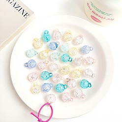 Mixed Color Transparent Crackle Acrylic Beads, Round, Mixed Color, 20x16mm, Hole: 2.8mm