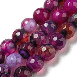 Purple Natural Agate Beads Strands, Dyed & Heated, Round, Faceted, Purple, 6mm, Hole: 1mm, about 62pcs/strand, 14.37~14.76 inch(36.5~37.5cm)