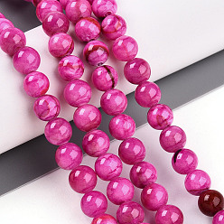 Фуксин Природные персидские нефрита бисер пряди, круглые, окрашенные, фуксиново-красные, 6~7 мм, отверстие : 1.2 мм, около 62~65 шт / нитка, 14.96~15.75 дюйм (38~40 см)