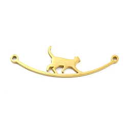 Golden 304 Stainless Steel Connector Charms, Walking Cat Links, Golden, 9x30.5x1mm, Hole: 1mm