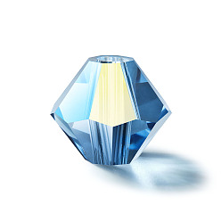 60120 200 Malibu Blue AB Хрустальные бусины preciosa®, чешский хрусталь, биконус(451 69 302 рондель), 60120 200 Малибу Блю АБ, 4 мм, отверстие : 0.8 мм