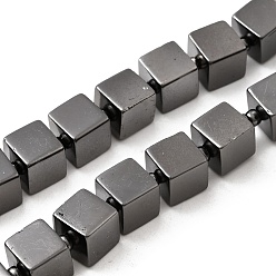 Металлическо-черное Гальванопокрытие Стеклянные бусины с гальваническим покрытием , кубические, покрытие черного цвета металла, 8~8.5x8~8.5x8~8.5 мм, отверстие : 1.2 мм, около 40 шт / нитка, 15.75'' (40 см)