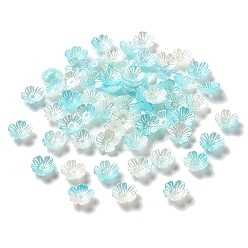 Голубой Акриловый шарик крышки, 5-лепестков цветка, голубой, 11x11x4 мм, отверстие : 1.6 мм, 4166 шт / 500 г
