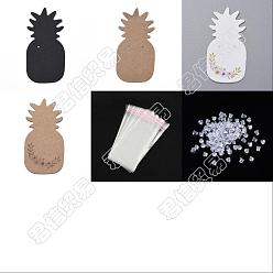 Mixed Color PandaHall Elite Cardboard Earring Display Cards, Pineapple, Mixed Color, 64x32x0.3mm, Hole: 1.2mm, 440pcs/set