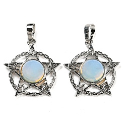 Опал Opalite подвески, подвеска в виде стойки из латуни со звездой, платина, без кадмия и без свинца, 27.5x25.5x7~8 мм, отверстие : 8x5 мм