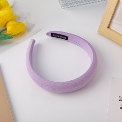 Lilac Solid Color Cloth Hair Band, Wide Sponge Hair Accessories for Girl, Lilac, 140x130mm