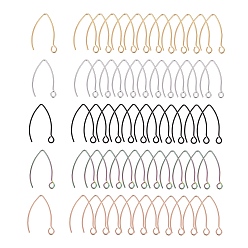 Mixed Color 30Pcs 5 Color Ion Plating(IP) 304 Stainless Steel Earring Hooks, Ear Wire, with Horizontal Loop, Mixed Color, 26x15.5mm, Hole: 2.5mm, 21 Gauge, Pin: 0.7mm, 5 colors, 6pcs/color, 30pcs/box
