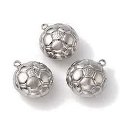 Stainless Steel Color 304 Stainless Steel Pendants, Football Charm, Stainless Steel Color, 24x20x14mm, Hole: 3mm