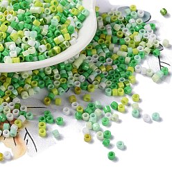 Lime Baking Paint Glass Seed Beads, Cylinder, Lime, 2.5x2mm, Hole: 1.4mm, about 45359pcs/pound