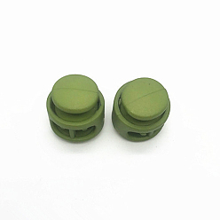 Olive Drab Nylon Cord Locks Clip Ends, Double Hole Drawstring Stopper Fastener Buttons, Olive Drab, 1.7cm, Hole: 6mm